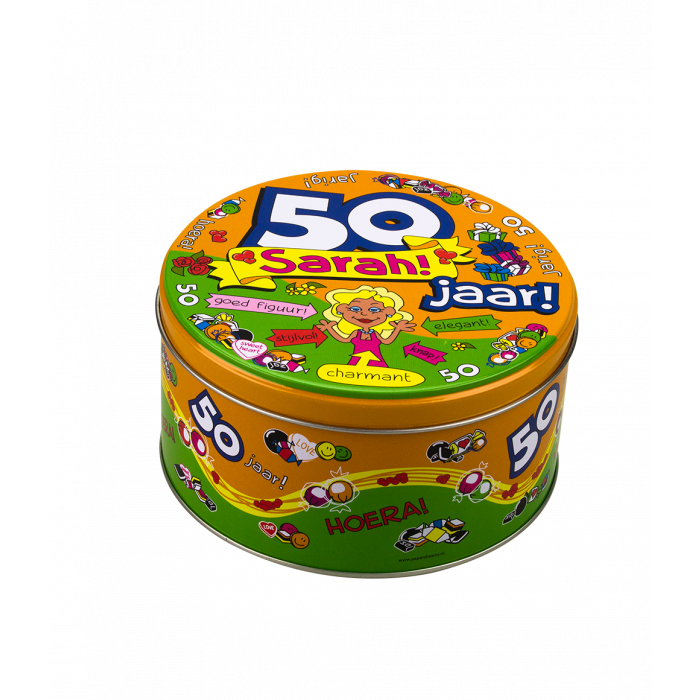 Gefüllte Süßigkeitendose Sarah und 500 Gramm