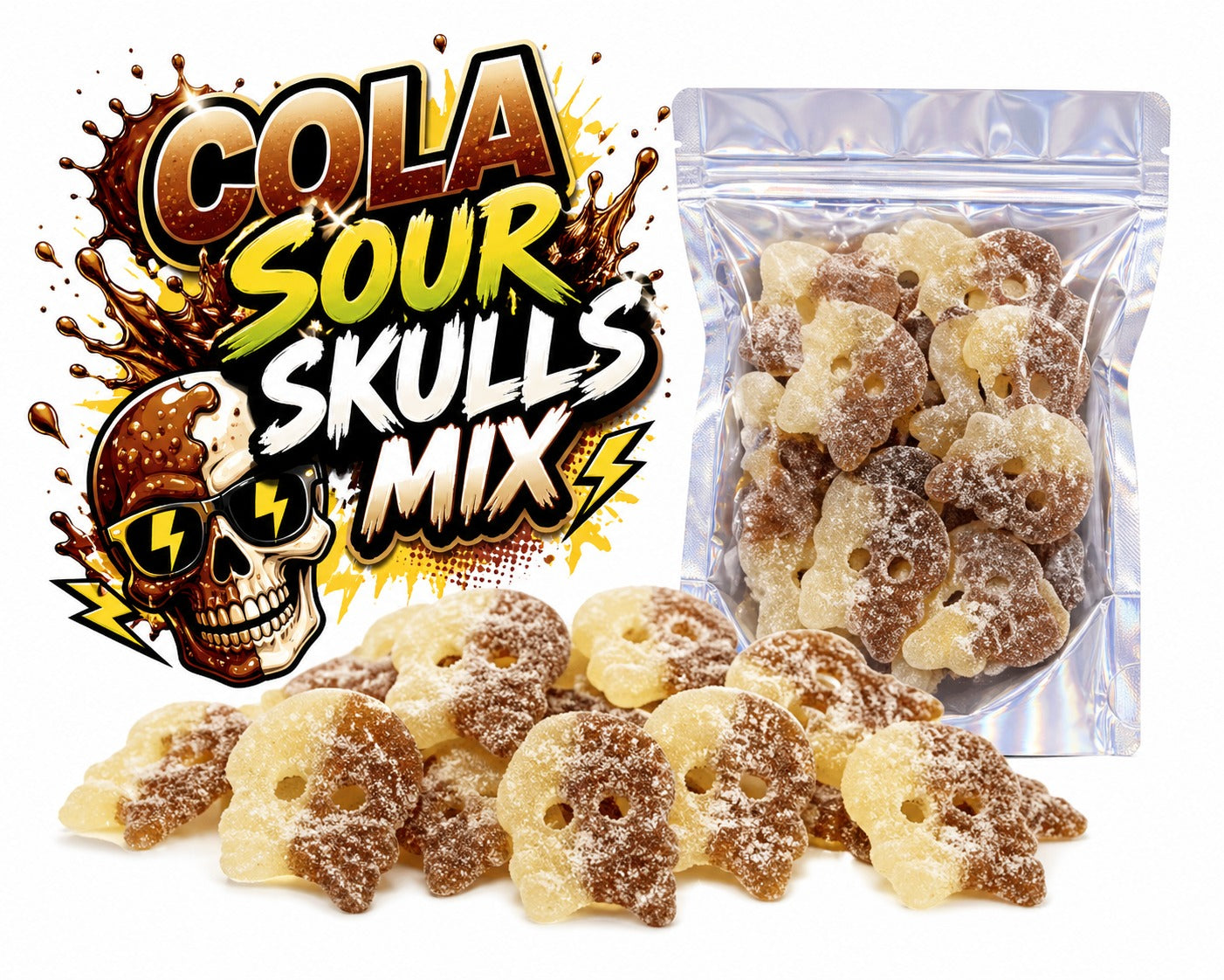 Bubs Crânes cola acidulés 250 grammes