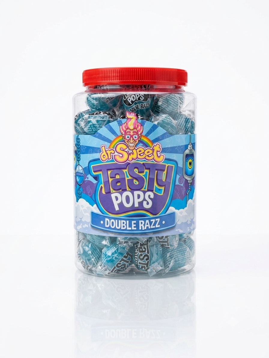 Dr. Sweet Tasty Pop Double Razz 70 stuks