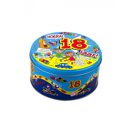 Gevulde Snoeptrommel 18 jaar en 500 Gram